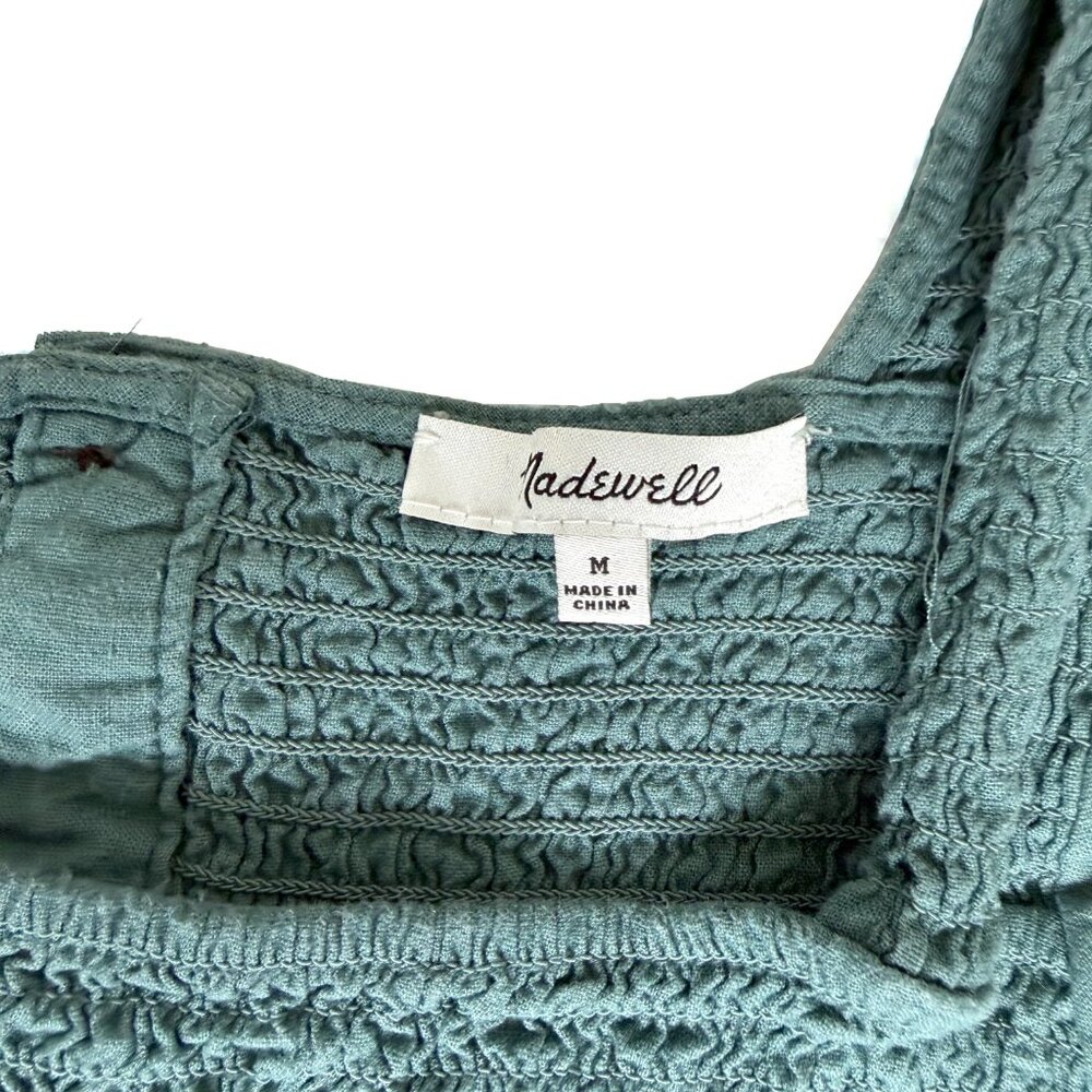 Madewell Linen-Blend Lucie Smocked Peplum Top - Picture 4 of 7